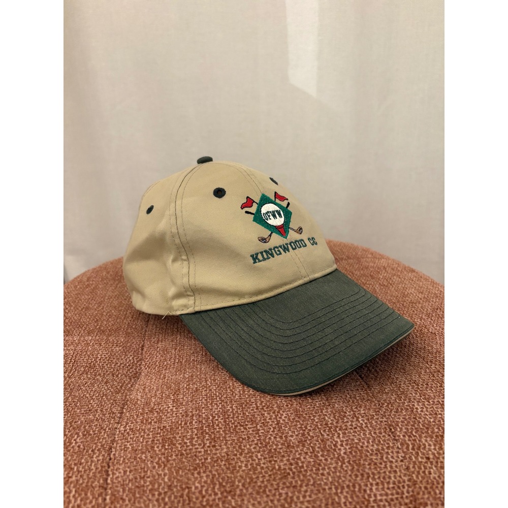 Vintage Otto Kingwood CC Golf Hat Tan Green Two Tone Adjustable Cap